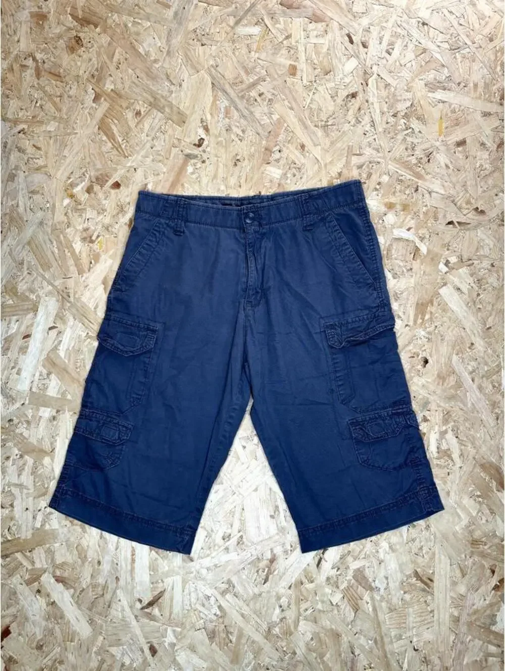 George Mens Flex Cargo Shorts Size 32 Navy Blue Cotton Blend Casual Utility